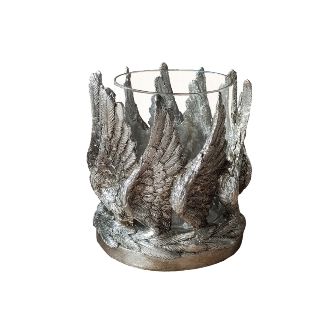 VOLE CANDLE HOLDER POLYRESIN SILVER ANTIQUE 15x15x