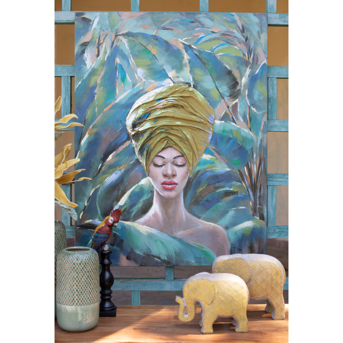 HIDE PAINTING CANVAS MULTICOLOR WOOD 76x100xH3,5cm