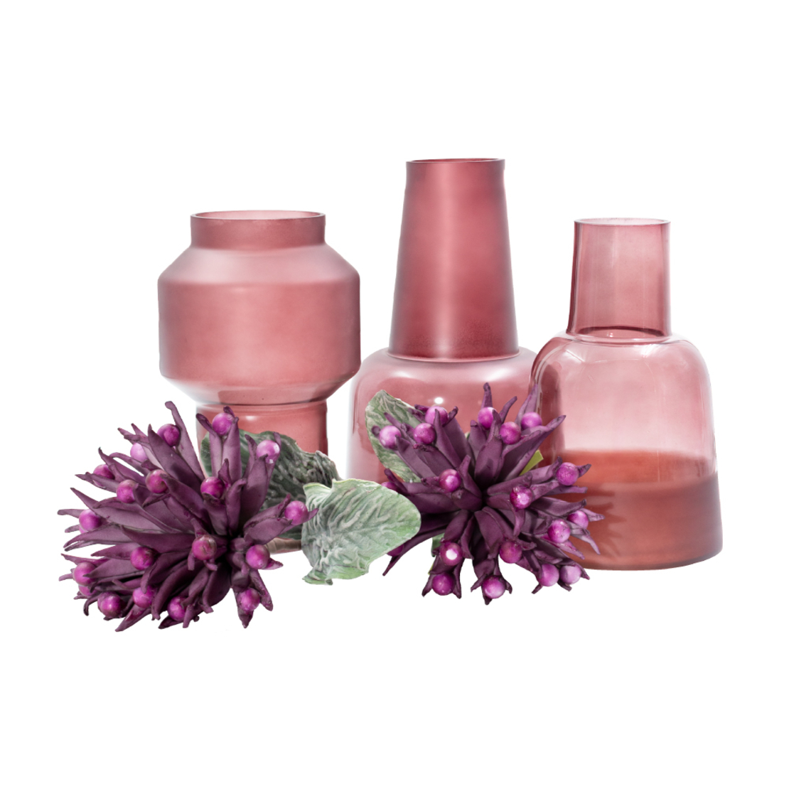 ZEME VASE GLASS BORDEAUX D15xH23,5cm PRC
