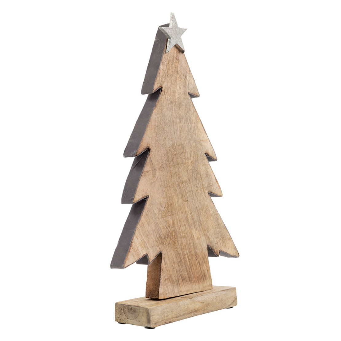 XMAS NATALE 2 TREE WOOD NATURAL GREY 24x8xH41cm IN