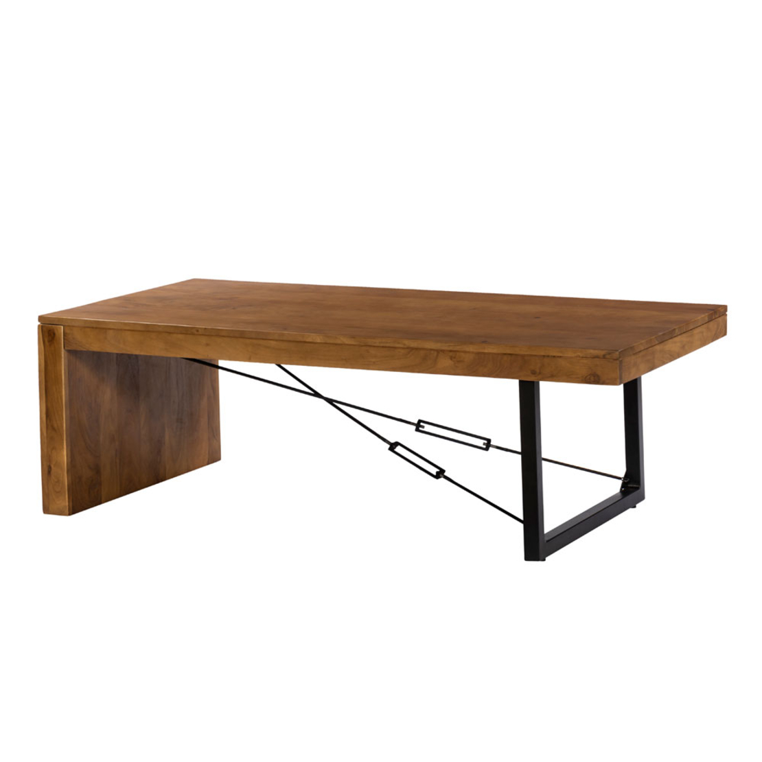 WIRE COFFEE TABLE WOOD ACACIA WALNUT METAL BLACK 120x60xH40cm IN