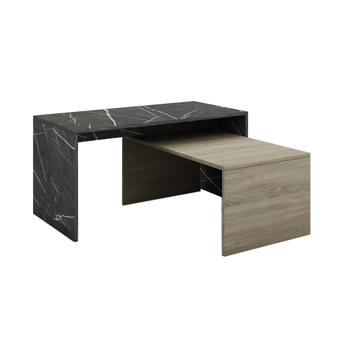 PETRA DUO COFFEE TABLE MELAMINE STONE SONOMA DARK 90x45xH45cm E1 EU