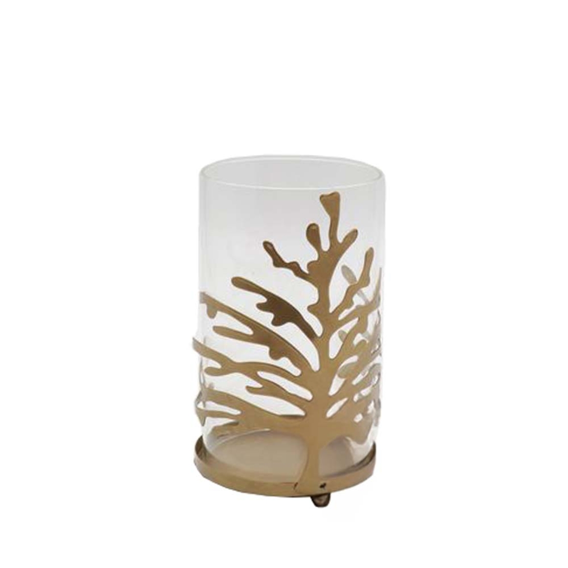 EMBER TEALIGHT HOLDER 9x9x14 METAL METALLIC GOLD GLASS