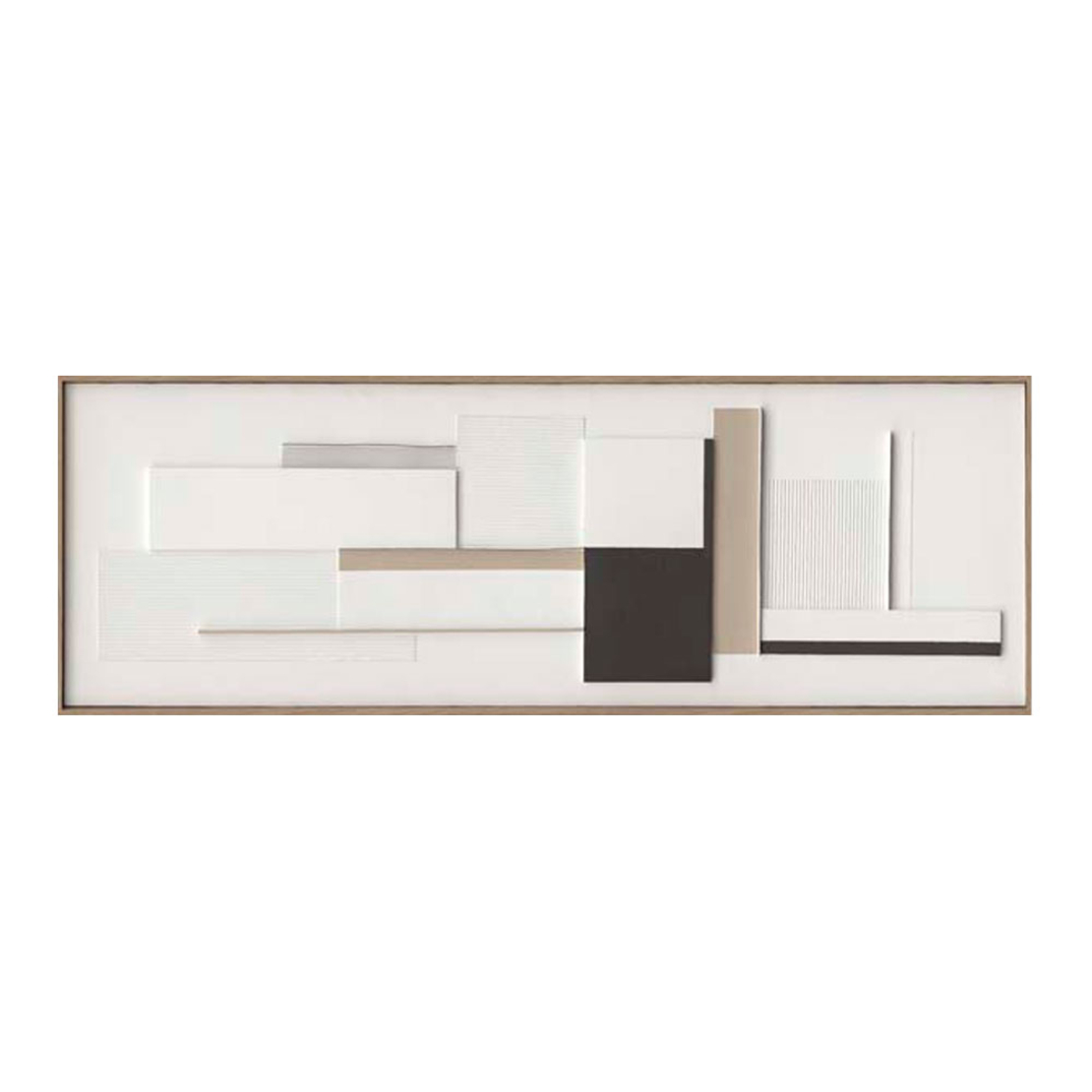 PORTER PAINTING DECORATIVE 50x150x5 CANVAS WHITE BEIGE BLACK WOOD NATURAL