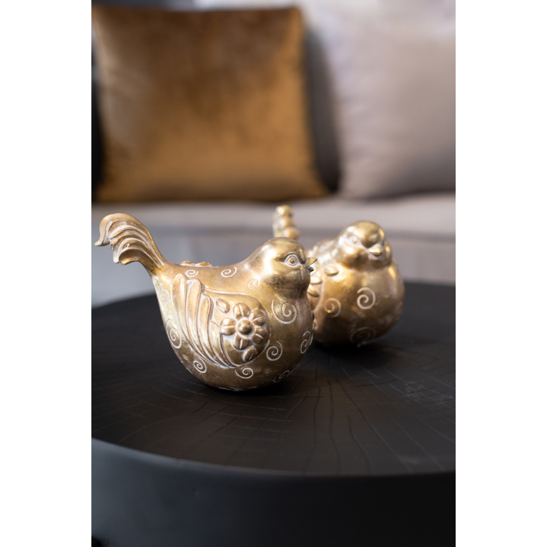 HOOPOE 3 DECO BIRD POLYRESIN GOLD 16x10,3xH12cm PR