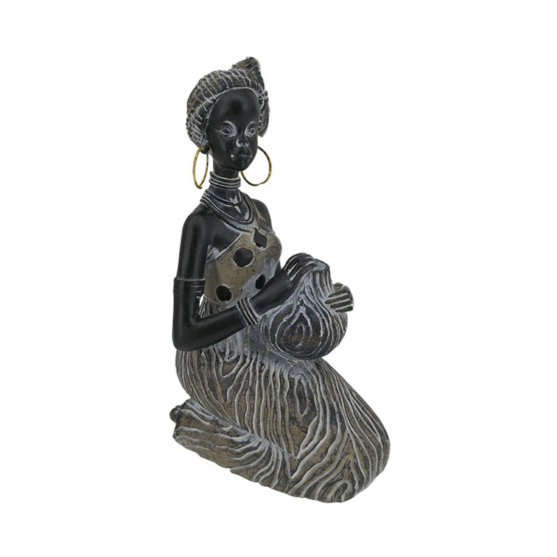 RABIA 2 DECO FIGURE POLYRESIN BLACK BROWN WHITE 12