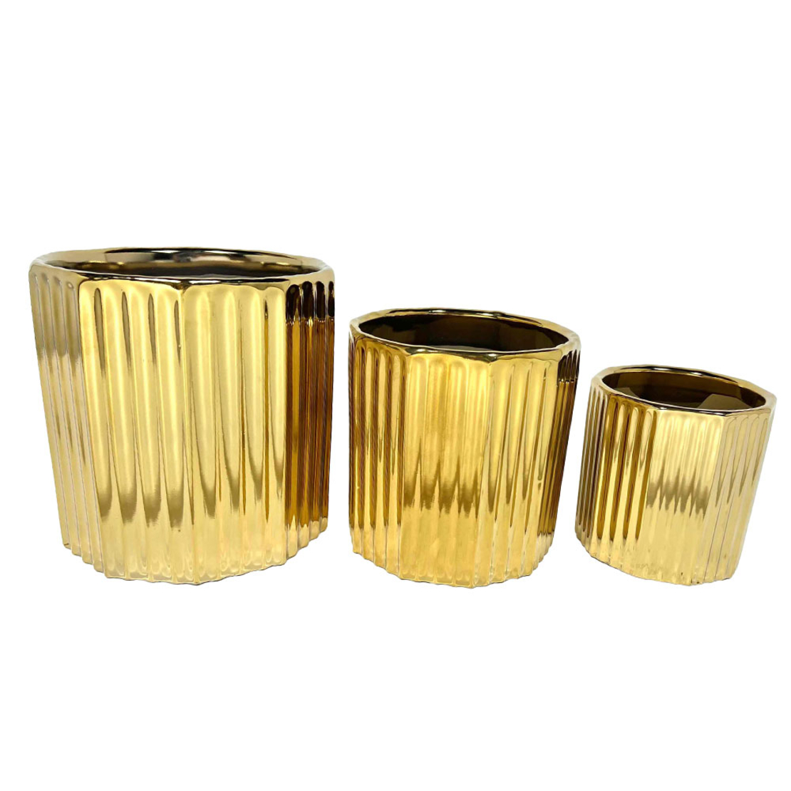ORO PLANTER SET 3PCS 18x18x18 CERAMIC GOLD