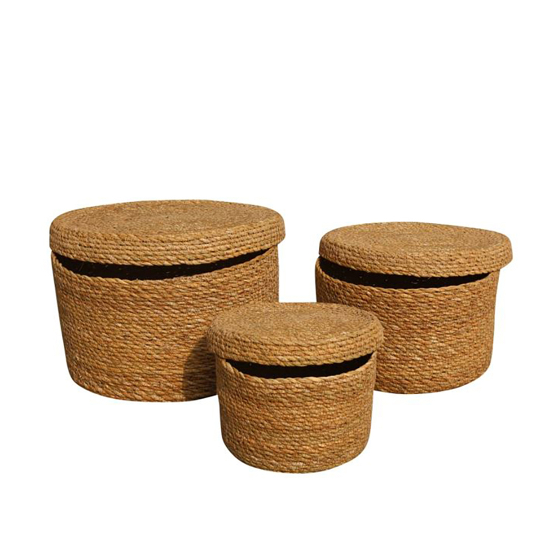 DEL MAR BOX BOX WITH LID SET 3PCS SEAGRASS NATURAL
