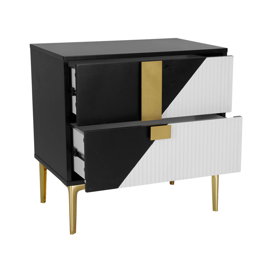 NEW YORK NIGHTSTAND MDF WHITE MDF BLACK GOLD E1
