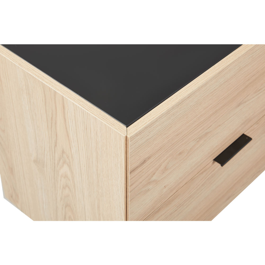 CUBIUS NIGHTSTAND 2DRAWERS MELAMINE NATURAL MELAMINE SMOKE BLACK E1