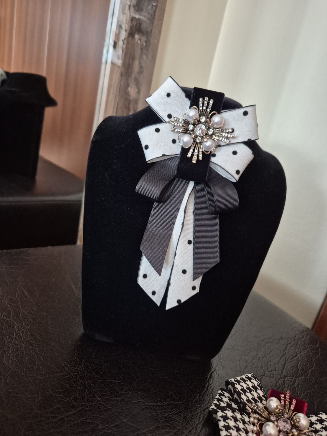 Polka Dot Pearl Bow Brooch