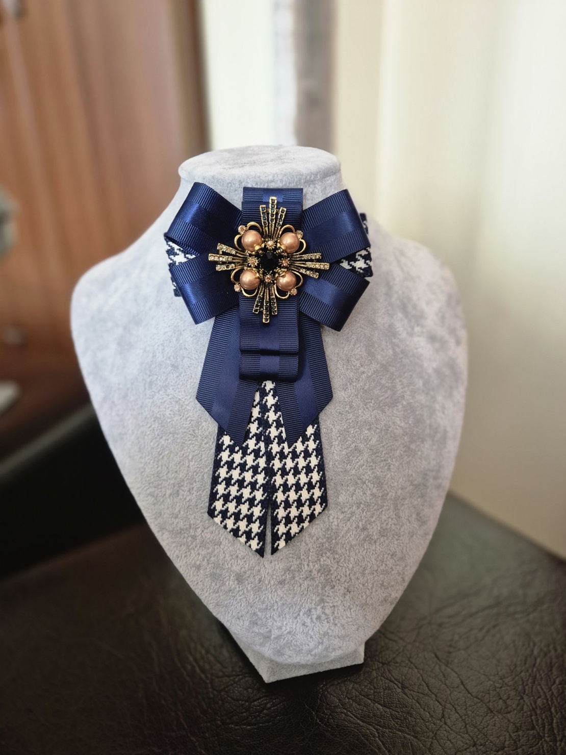 BLUE BOW BROOCH