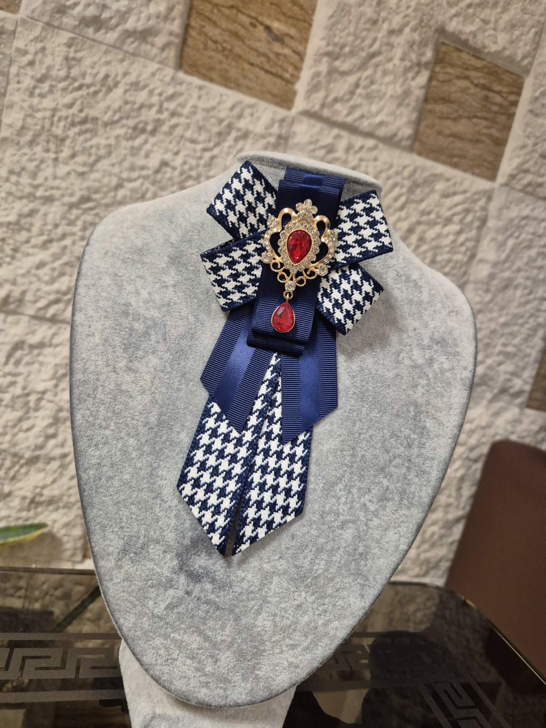 Blue Bow Brooch
