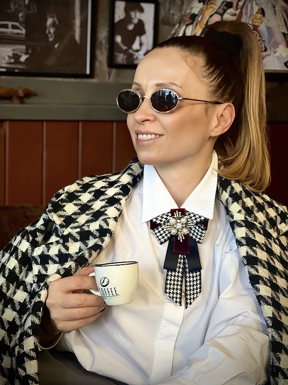 Black and White Bow Brooch