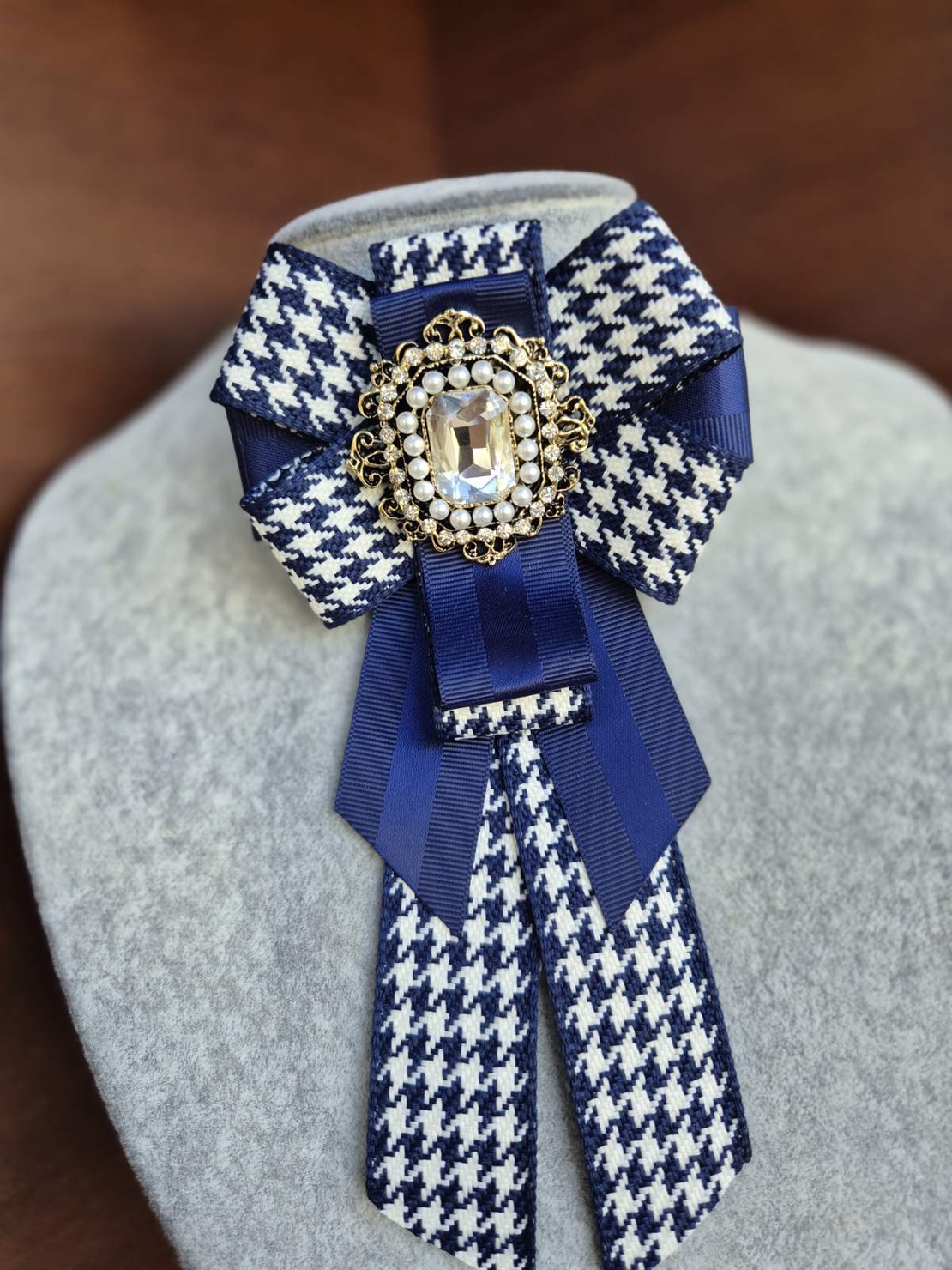 Blue Bow brooch