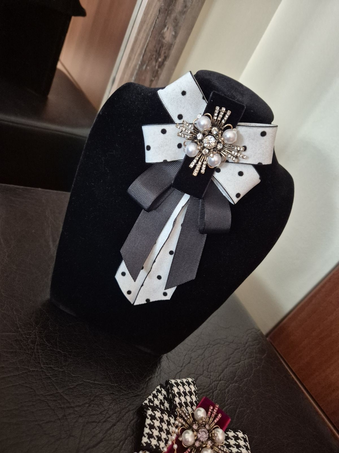 Polka Dot Pearl Bow Brooch