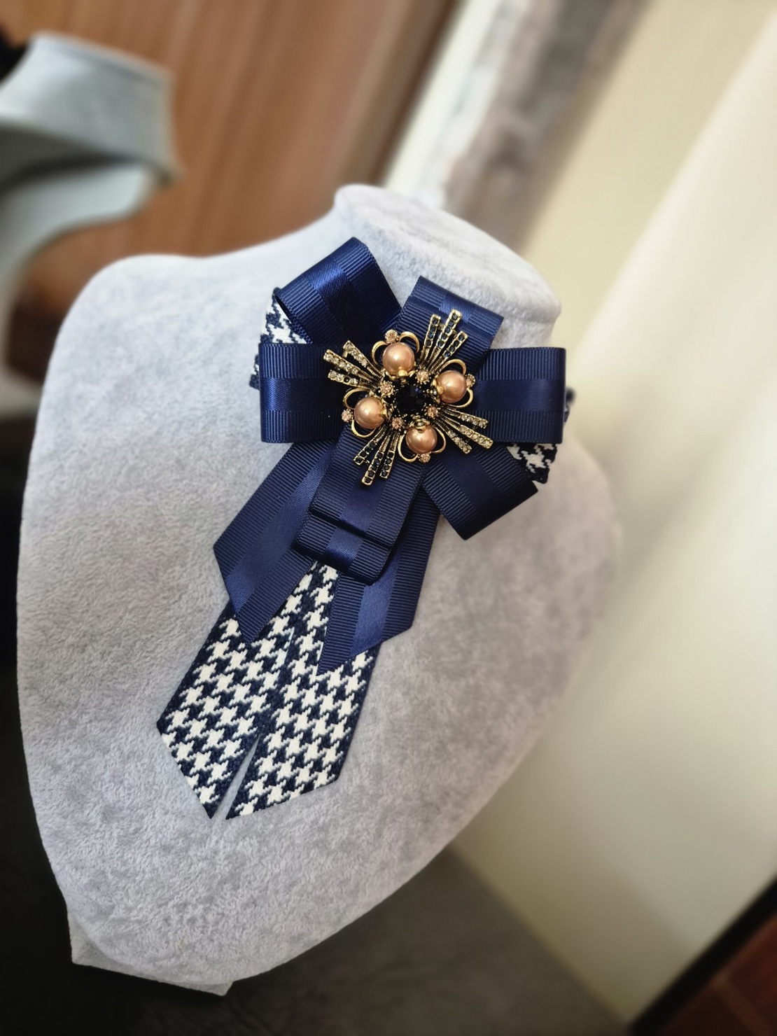 BLUE BOW BROOCH