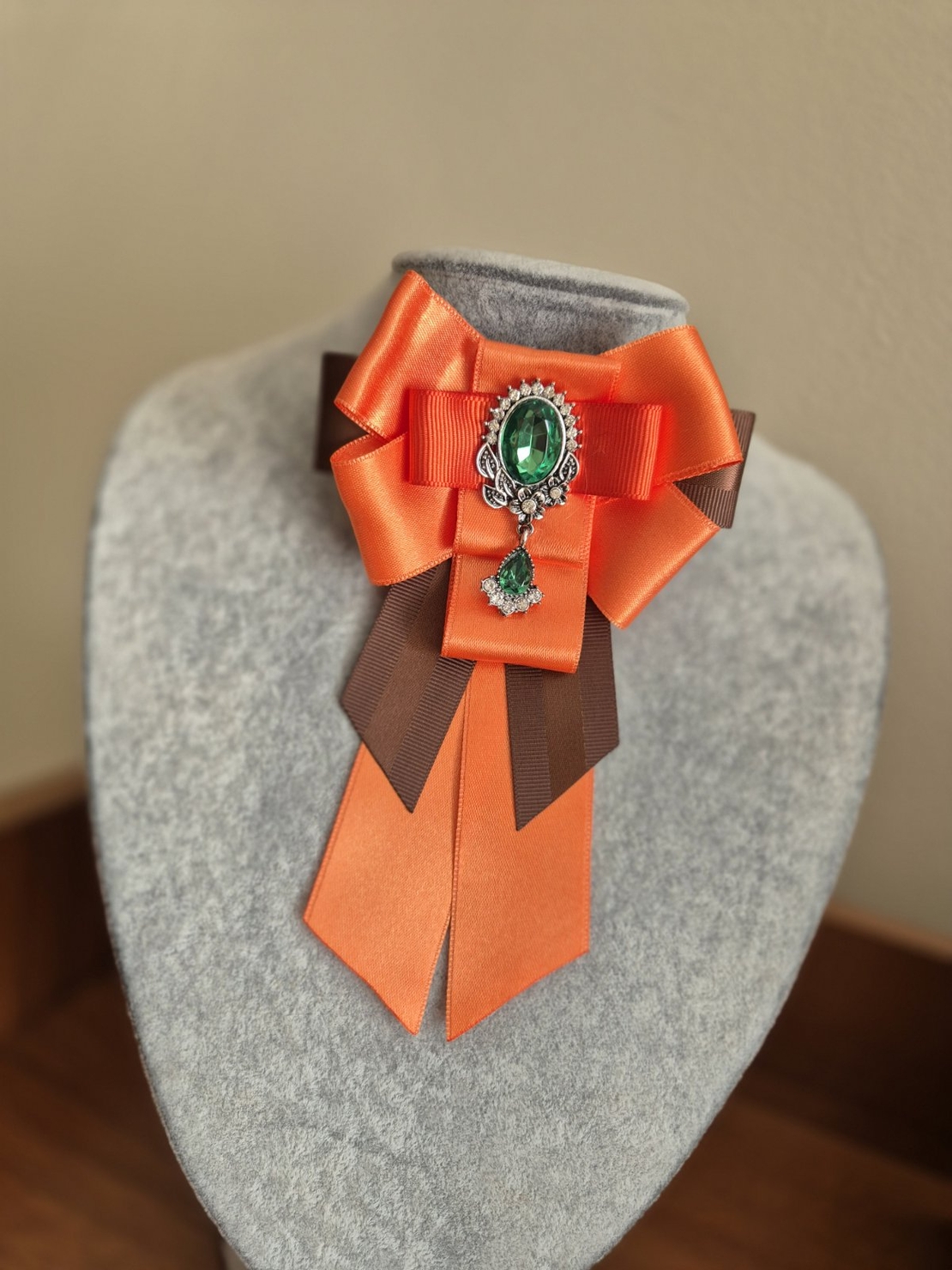 Orange Bow Brooch