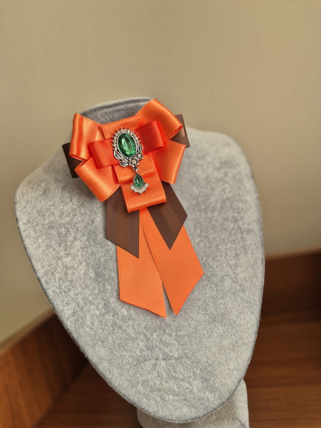Orange Bow Brooch