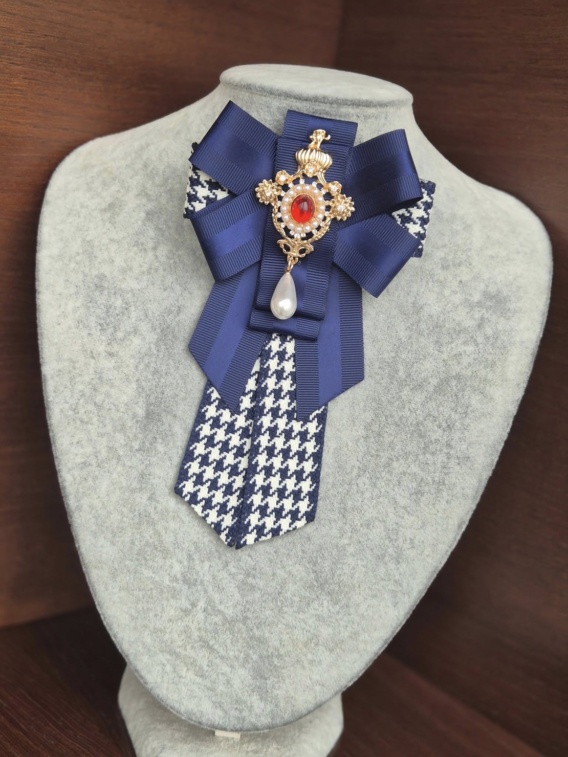 Blue Bow Brooch