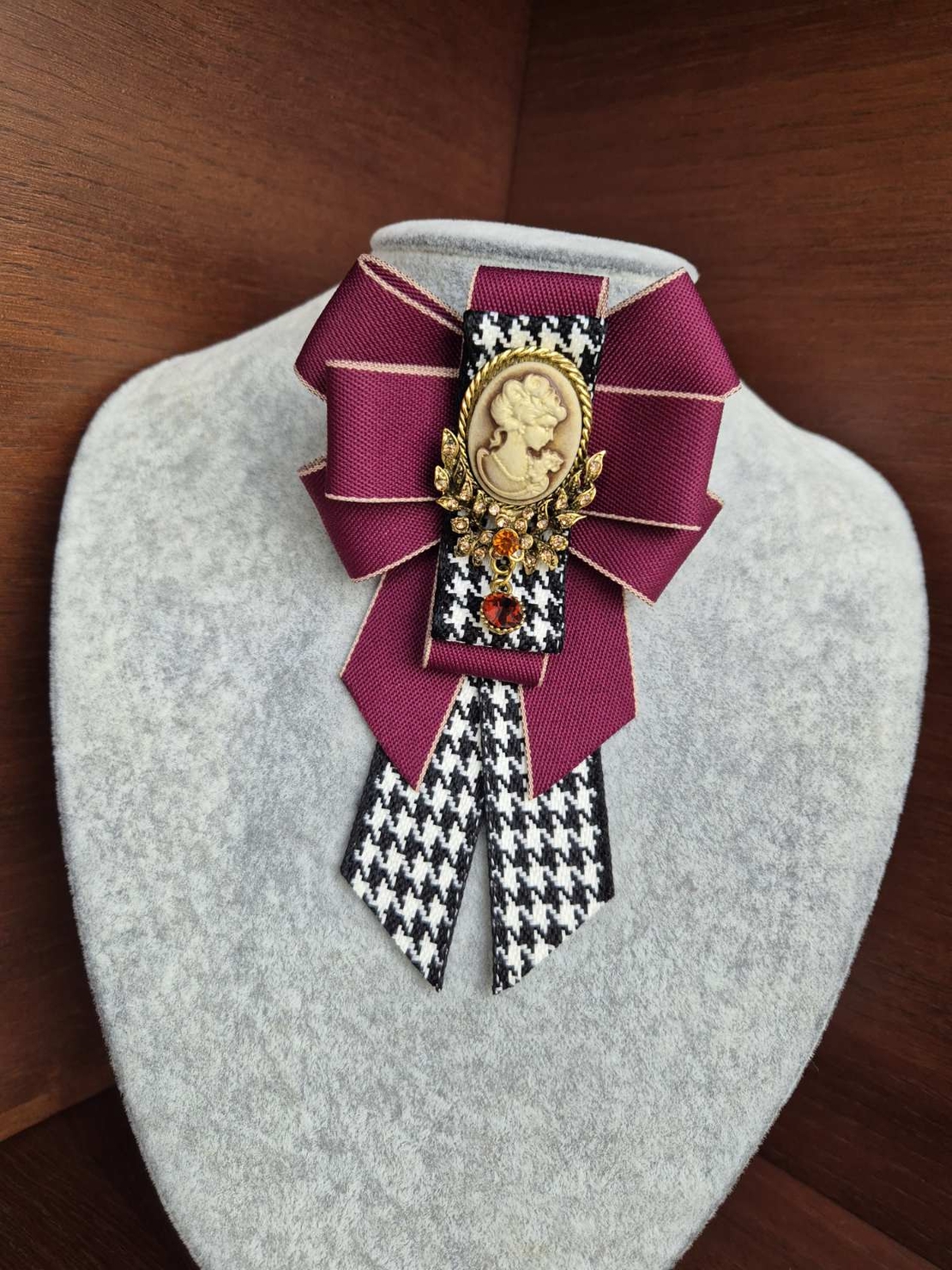 Burgundy Bow Brooch