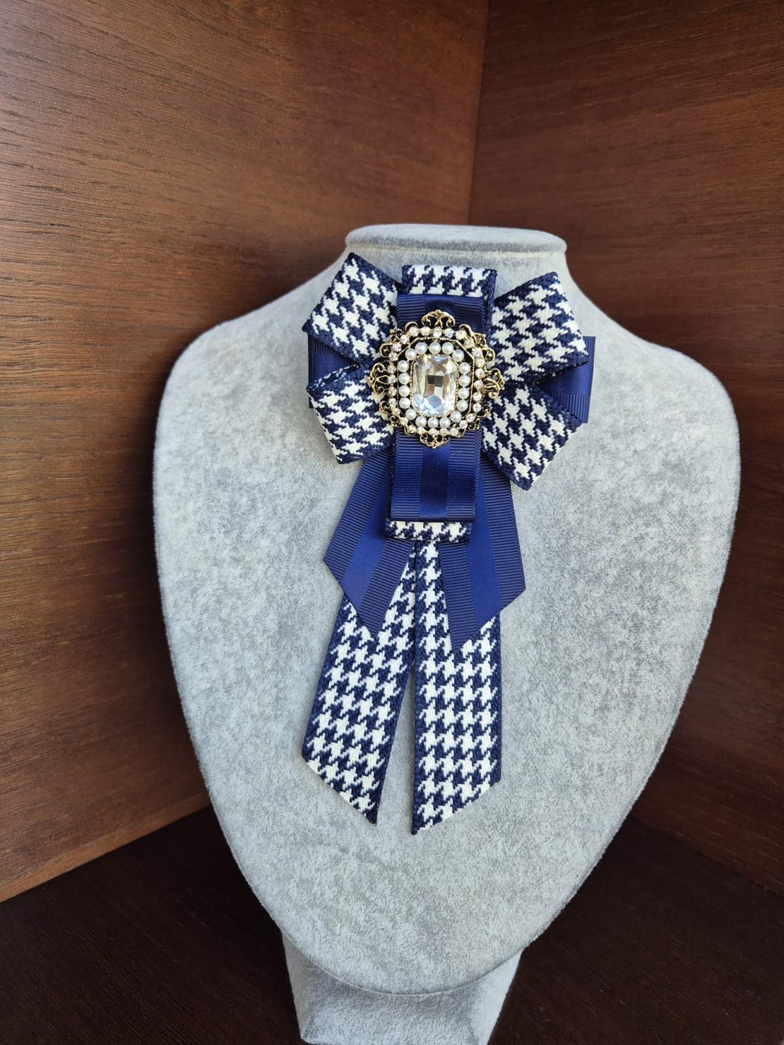 Blue Bow brooch