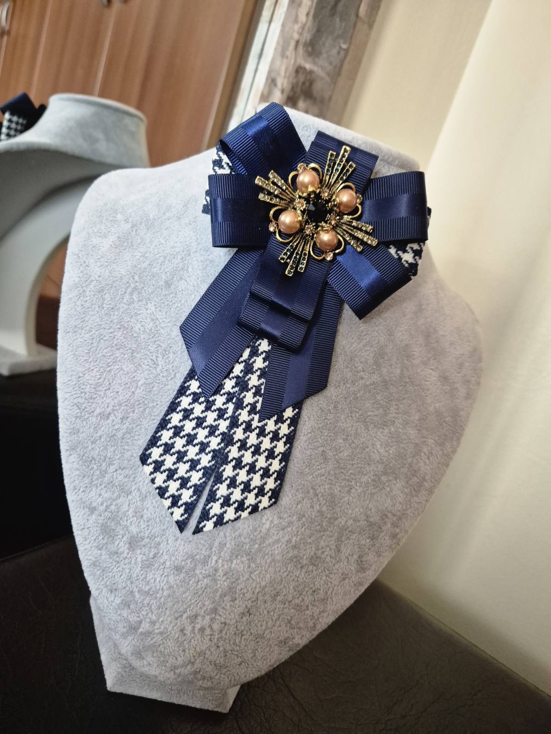 BLUE BOW BROOCH