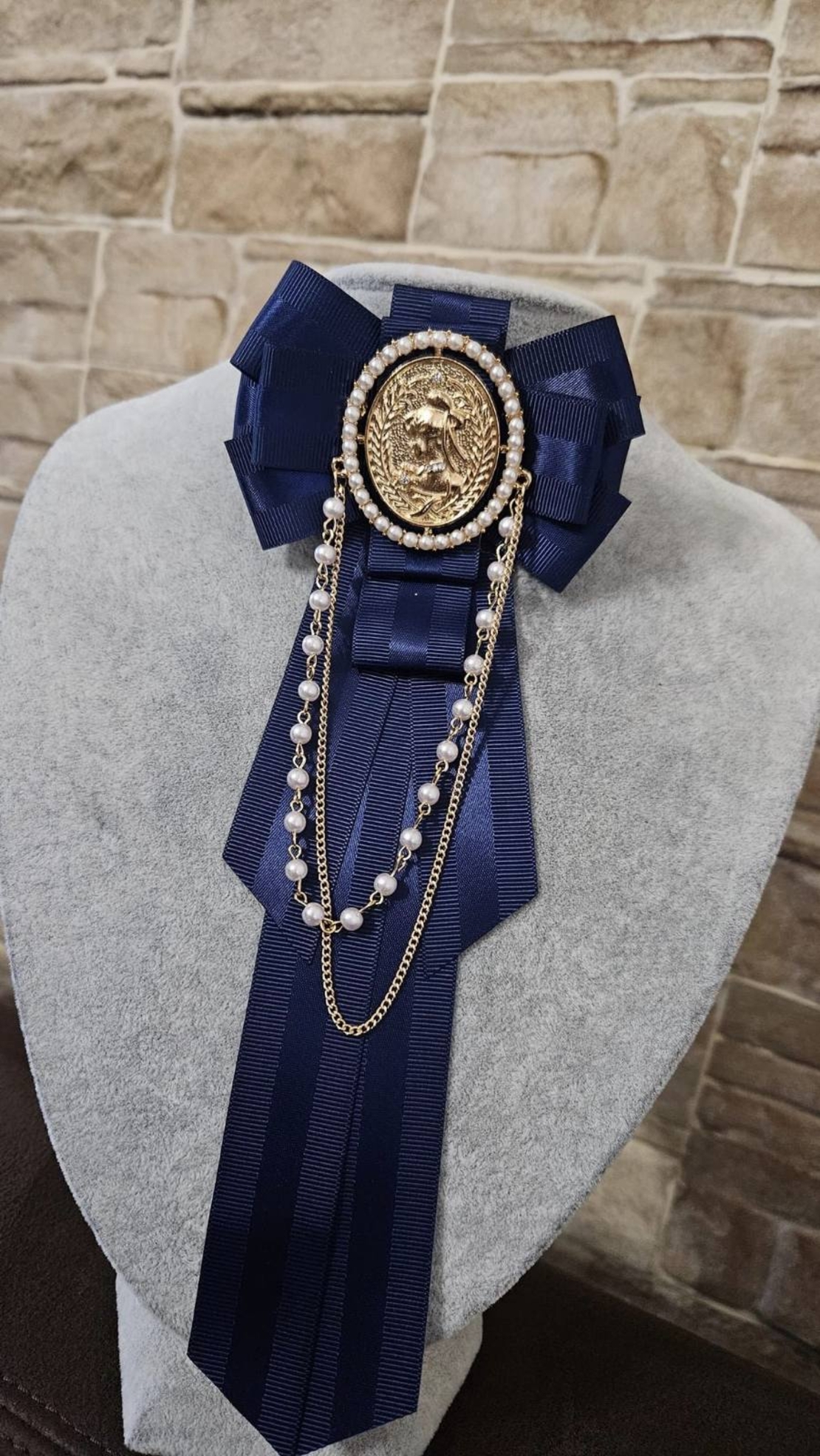 Blue Bow Brooch