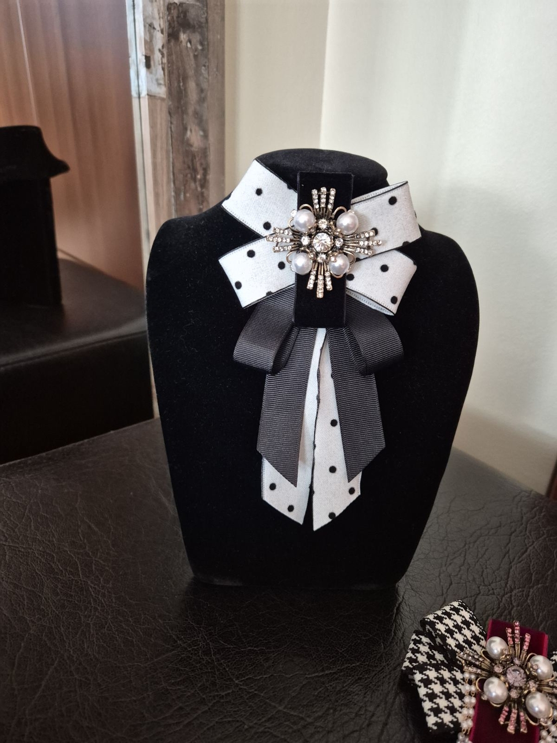 Polka Dot Pearl Bow Brooch
