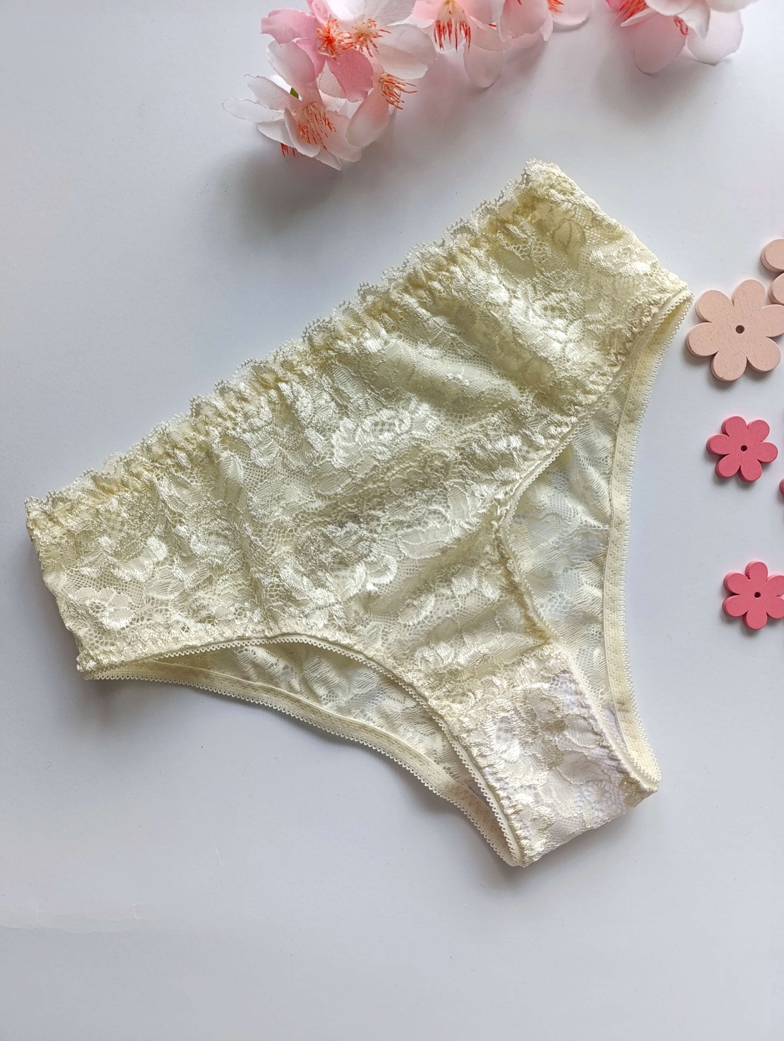 Дантелени бикини с висока талия Vanilla | MS Lingerie
