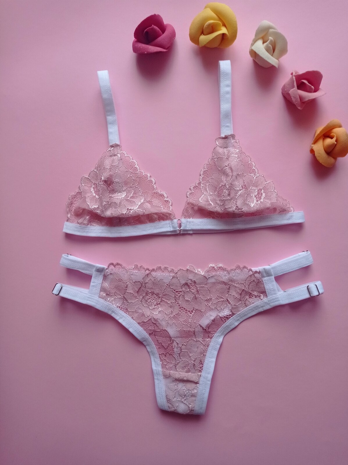 Луксозен дантелен комплект Pink Valentine