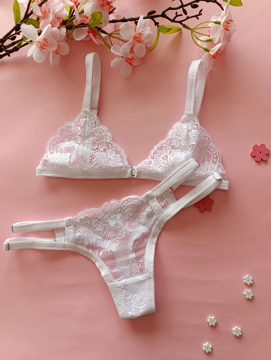 Луксозен дантелен комплект Pink Valentine