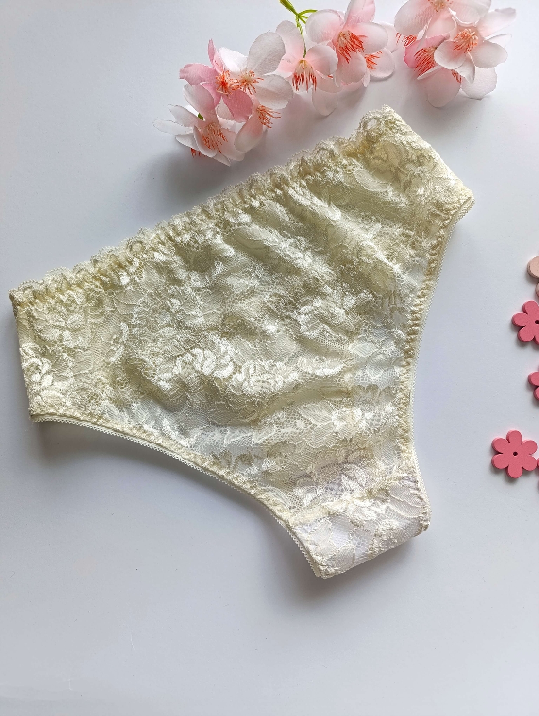Дантелени бикини с висока талия Vanilla | MS Lingerie