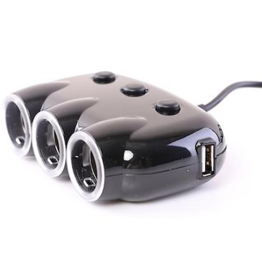 Авто разклонител с 3 гнезда Yourz YZ-CS02, 2 x USB, Черен