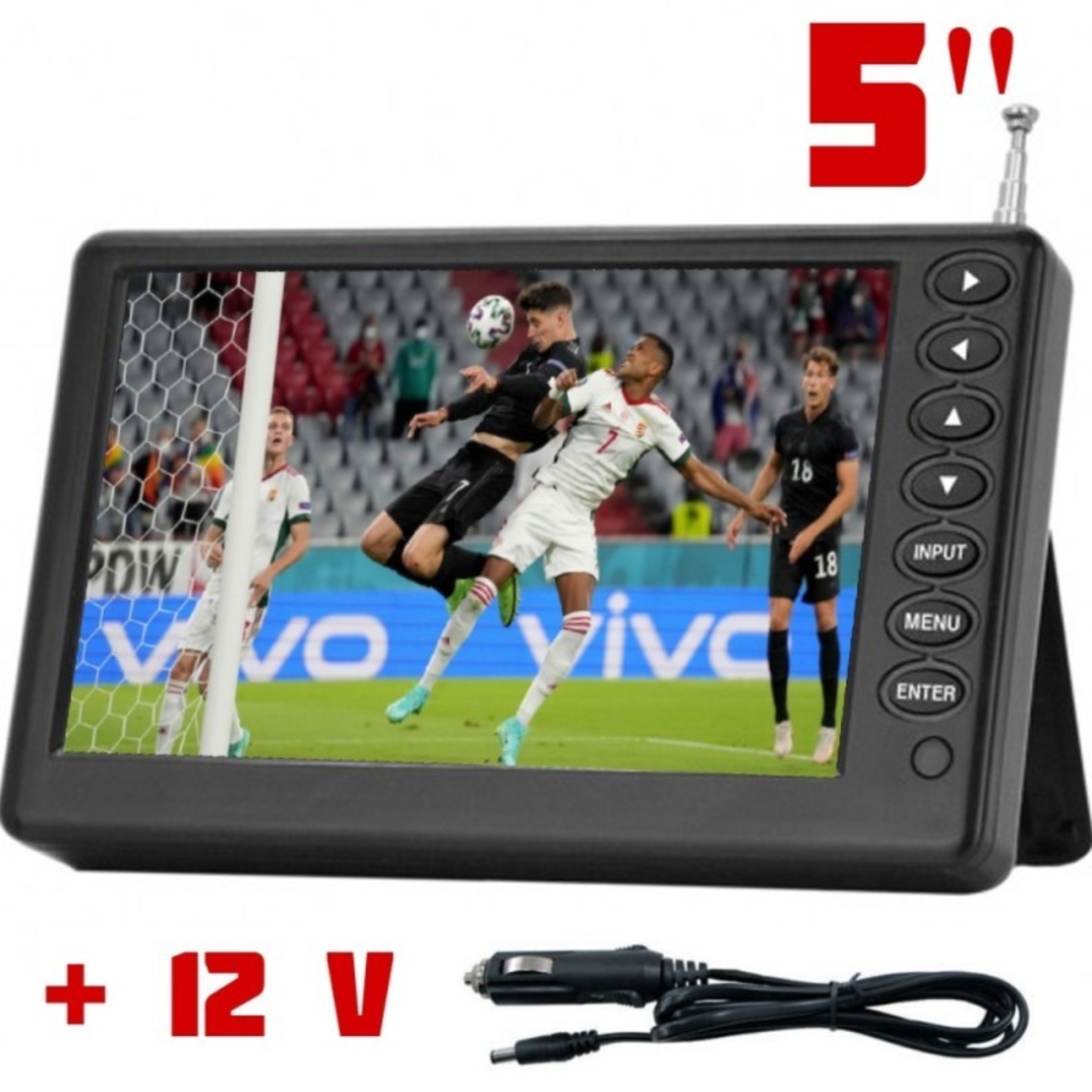 Портативен телевизор NVOX-NX-5T, 5 инча, Акумулаторна батерия, DVB-T2, USB