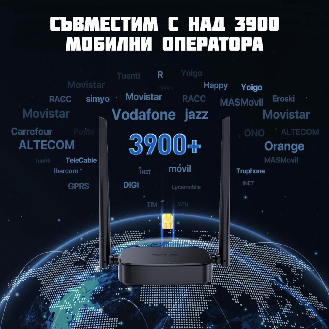 Рутер Tenda 4G03 Pro, 4G LTE, Nano Sim, 2.4 GHz