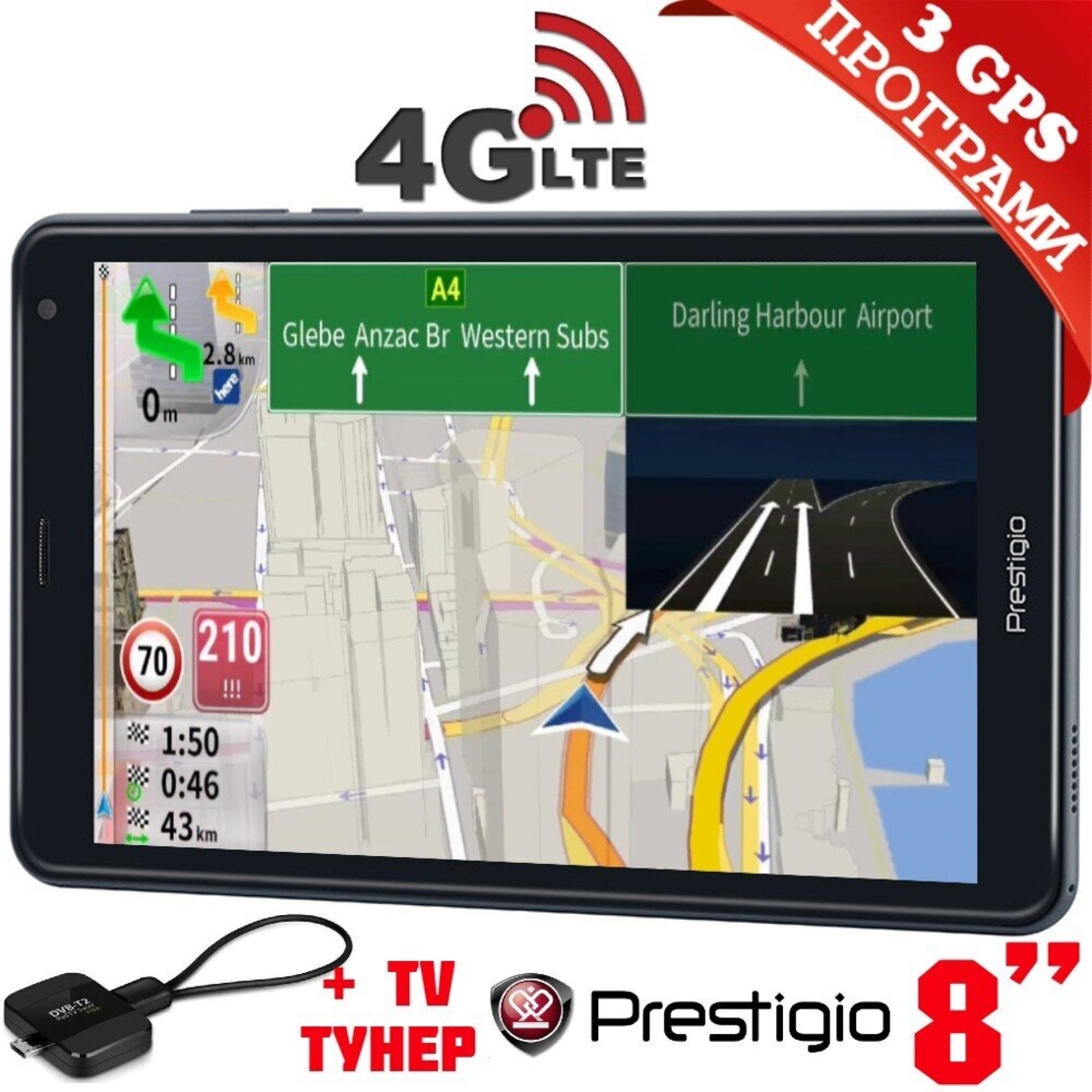Таблет PRESTIGIO Q PRO LTE, 8 инча, Навигация Европа, TV Тунер