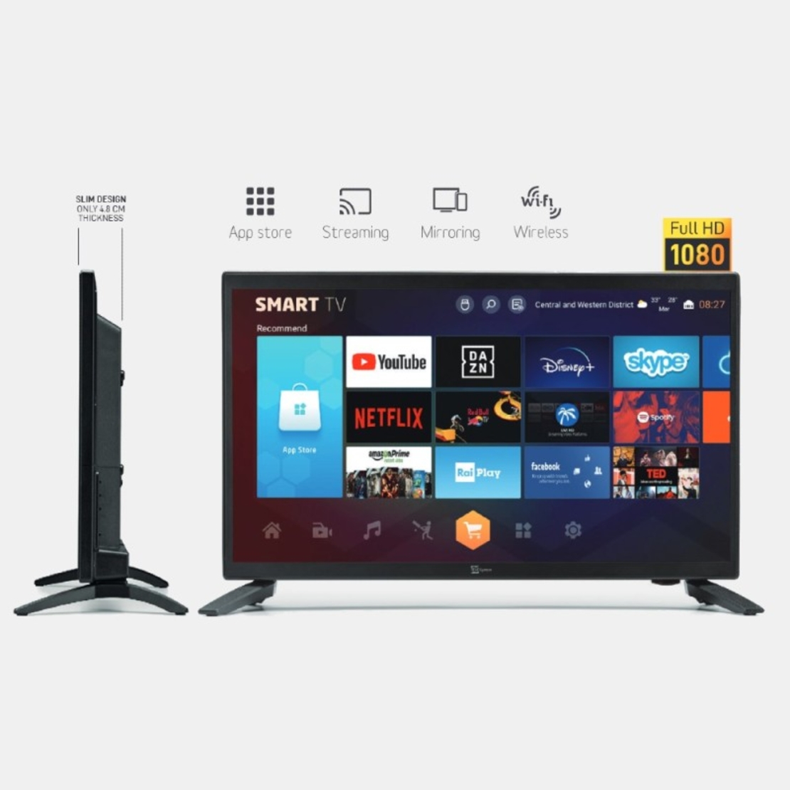 Смарт телевизор с Android Northern Cross Tel Sys NC-SMART22 LX SLIM, 22 инча, 12 волта, Wi-Fi