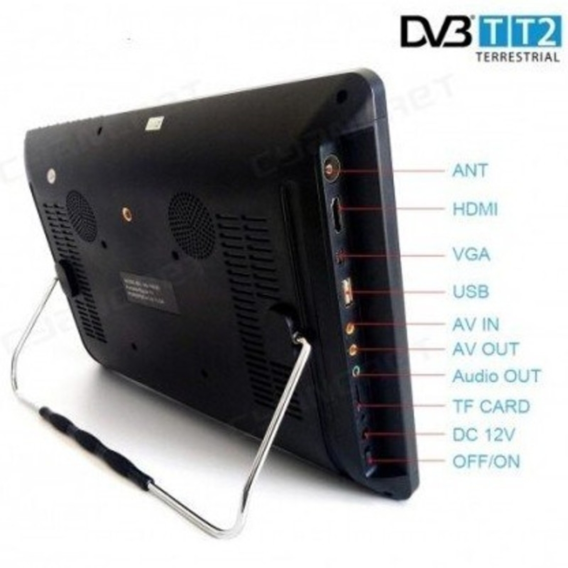 Портативен телевизор NVOX NX-12T, 12 инча, Вградена батерия, DVB-T2, USB