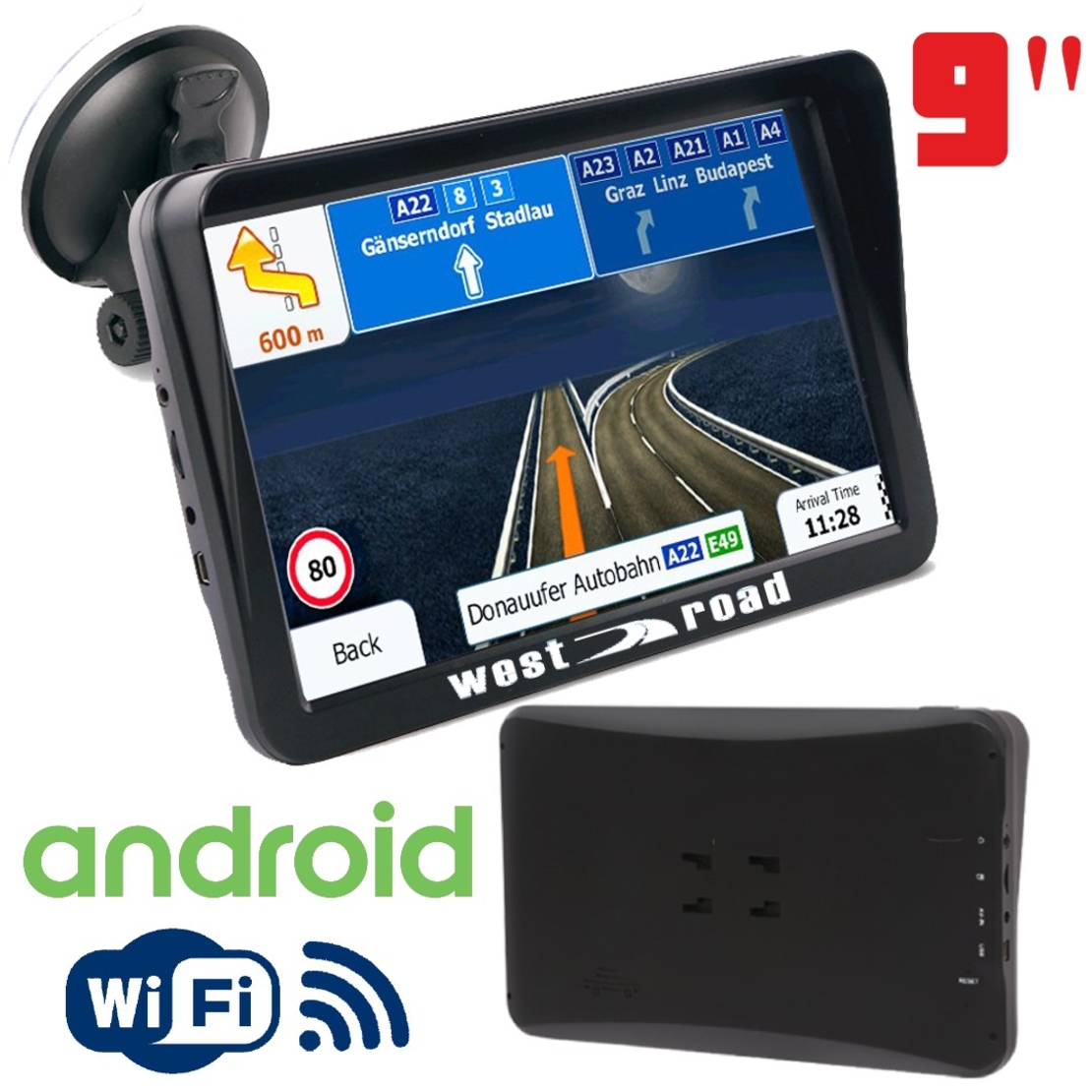 GPS НАВИГАЦИЯ WEST ROAD WR-A9100SS, 9 ИНЧА, QUAD CORE, 1 GB RAM, ANDROID, WI-FI, ВГРАДЕН СЕННИК