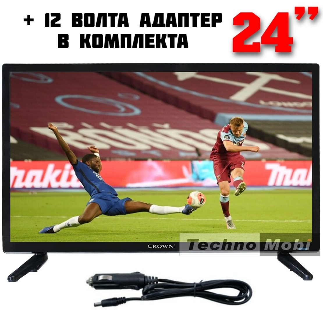 Телевизор Crown 24TF12VB, 12/220 волта, 24 инча