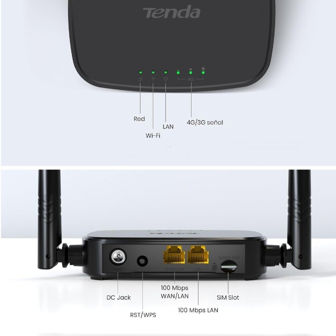 Рутер Tenda 4G03 Pro, 4G LTE, Nano Sim, 2.4 GHz