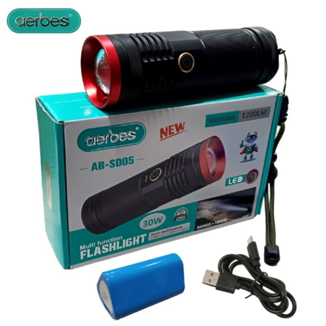 Мощен LED фенер Aerbes AB-SD05 30W 1200lm 1km