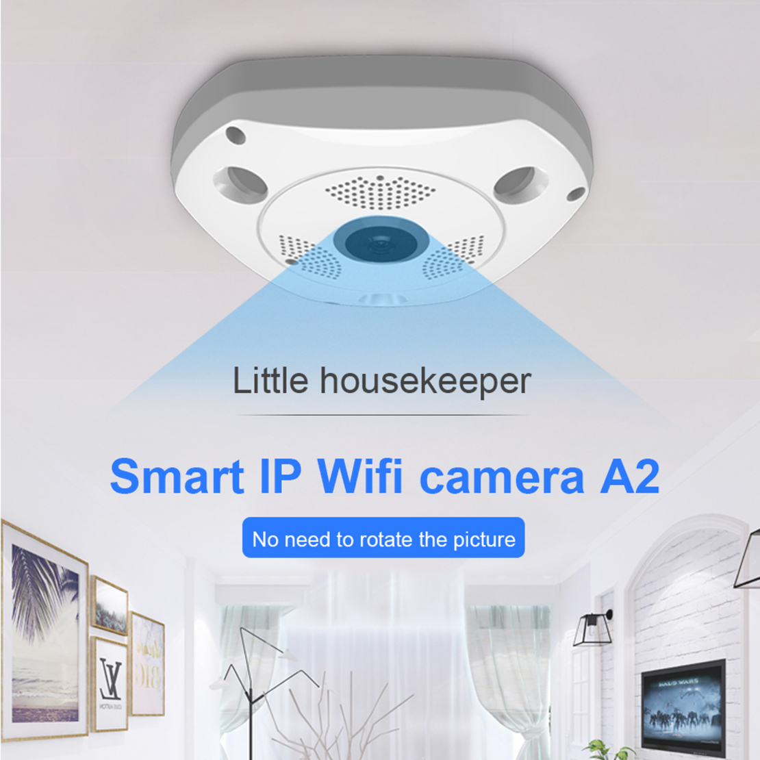 Панорамна Wi-FI Камера за видеонаблюдение Вътрешна 360°+64GB карта памет в комплект