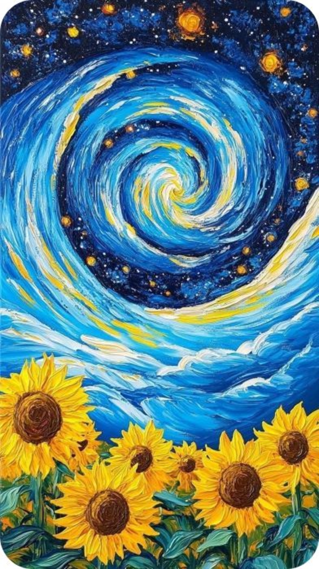 Night over the sunflowers