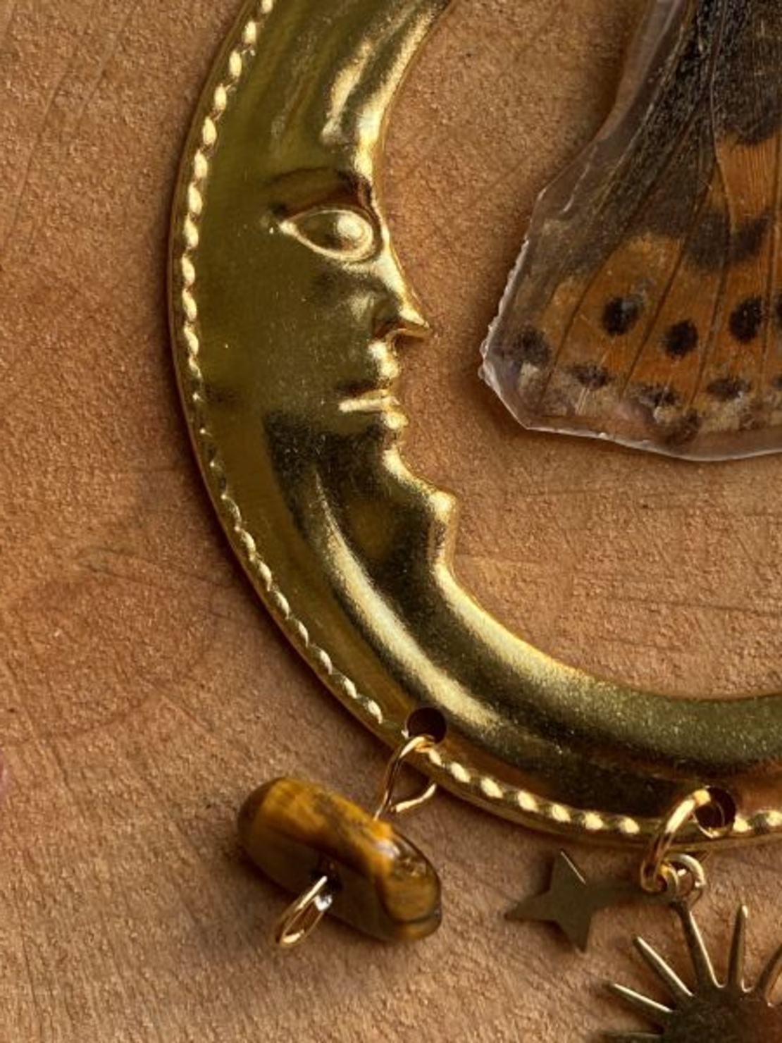 Gold earrings with moons