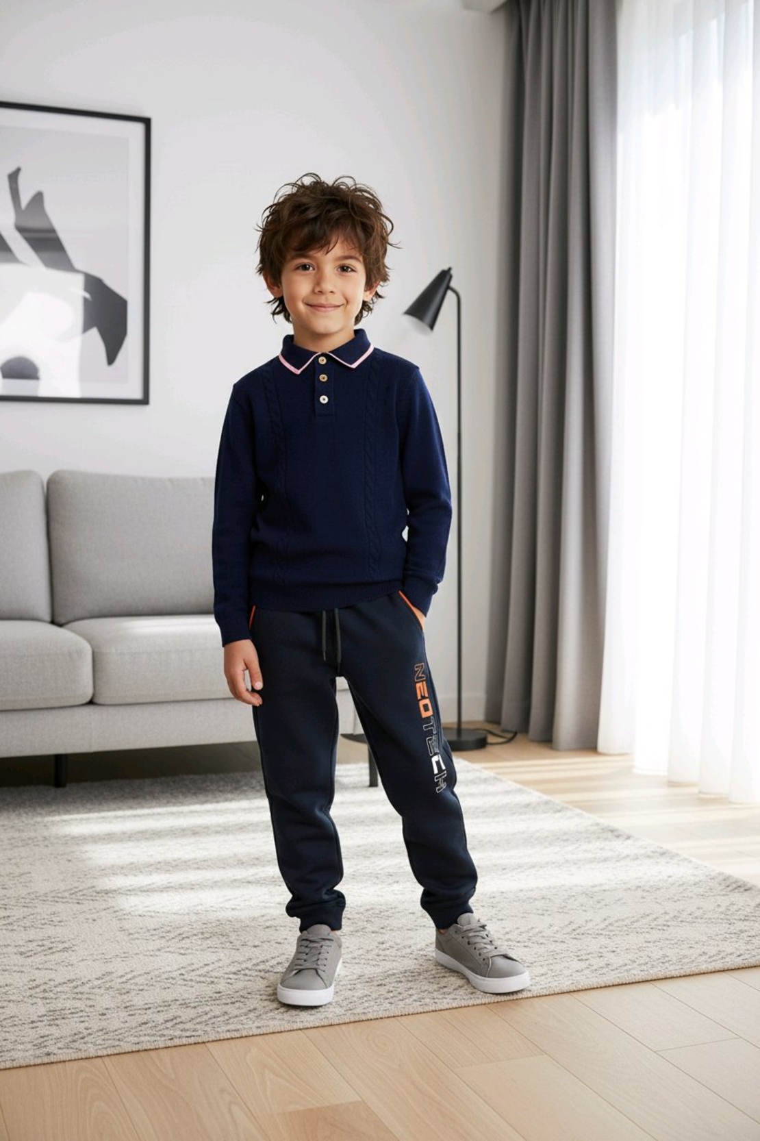 Долнище черно с оранжев надпис