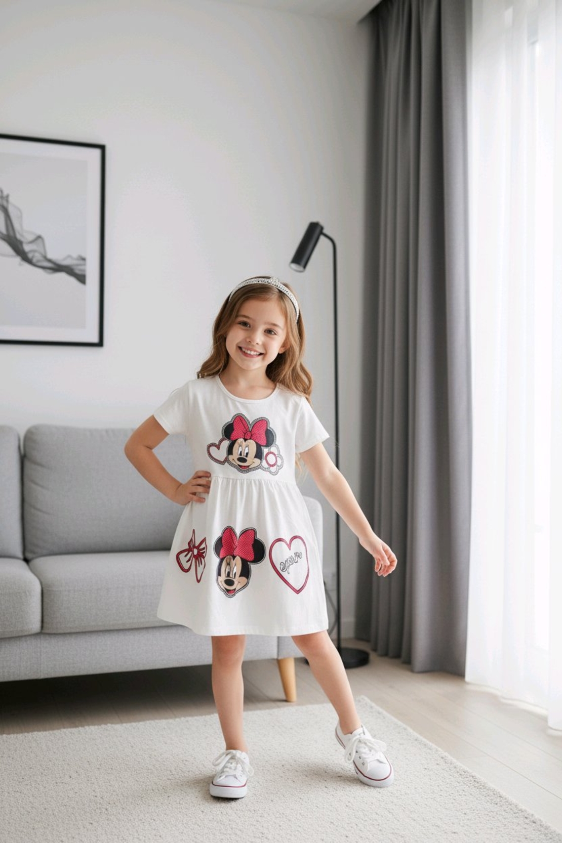 Бяла рокля с Мини Маус
