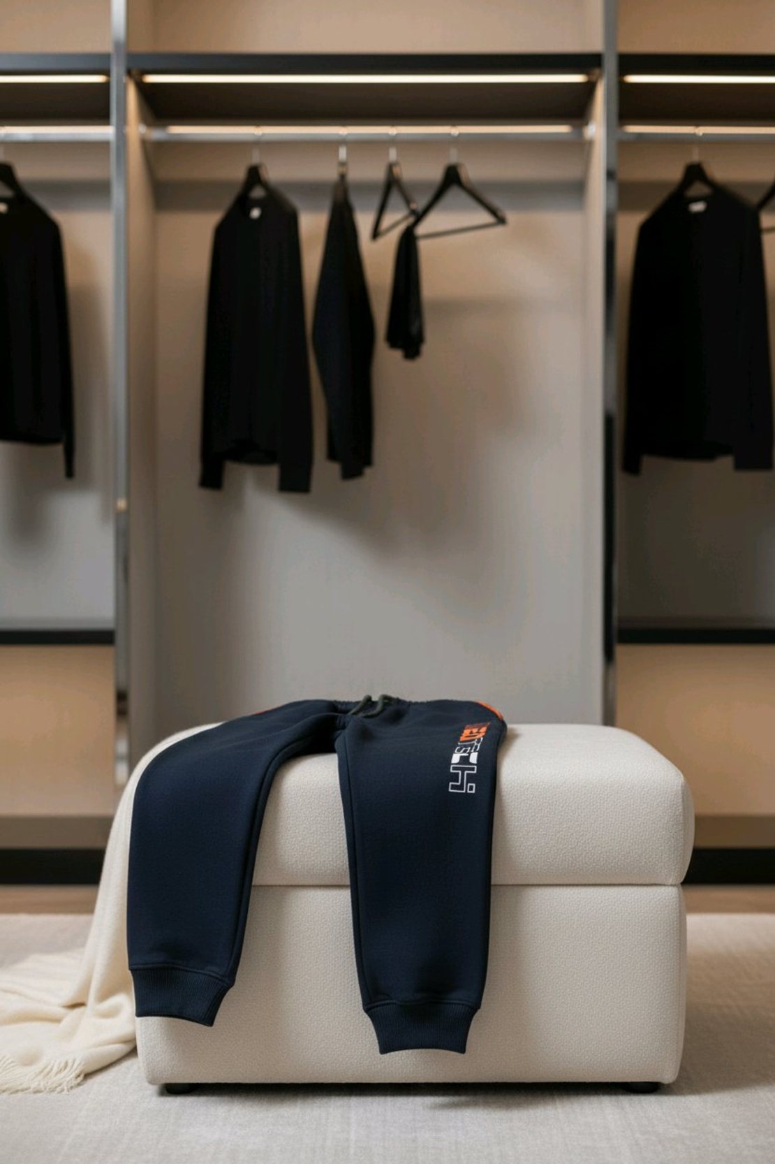 Долнище черно с оранжев надпис