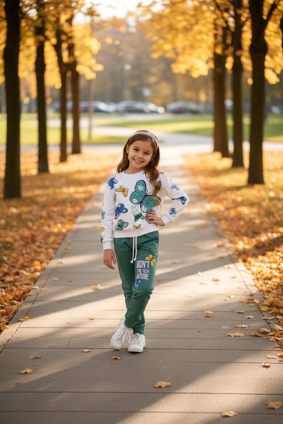 Комплект с триконечна вата с пеперуди